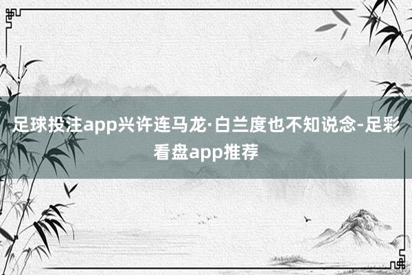 足球投注app兴许连马龙·白兰度也不知说念-足彩看盘app推荐