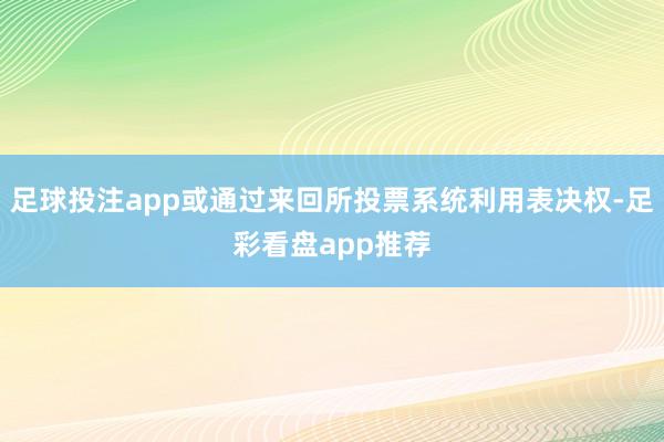 足球投注app或通过来回所投票系统利用表决权-足彩看盘app推荐