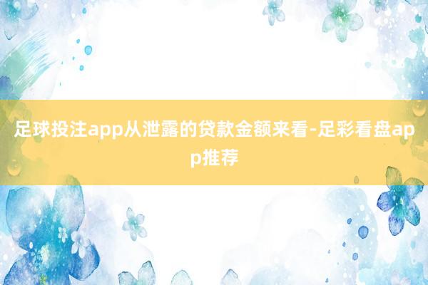 足球投注app从泄露的贷款金额来看-足彩看盘app推荐