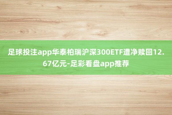 足球投注app华泰柏瑞沪深300ETF遭净赎回12.67亿元-足彩看盘app推荐