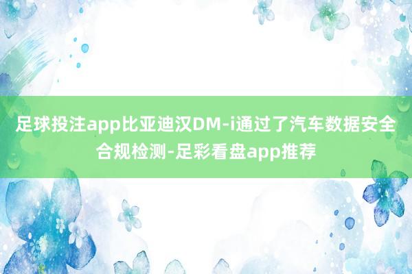 足球投注app比亚迪汉DM-i通过了汽车数据安全合规检测-足彩看盘app推荐