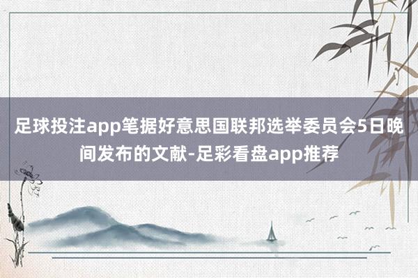 足球投注app笔据好意思国联邦选举委员会5日晚间发布的文献-足彩看盘app推荐