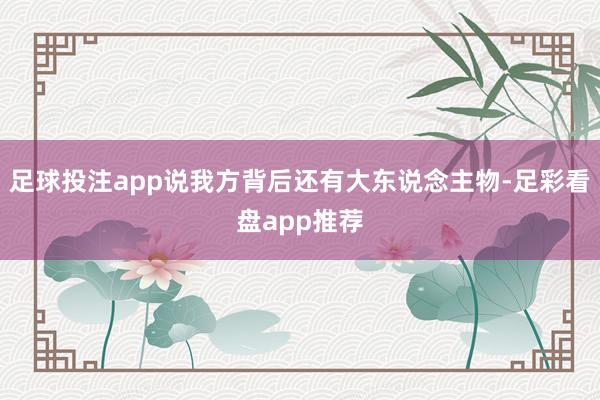 足球投注app说我方背后还有大东说念主物-足彩看盘app推荐