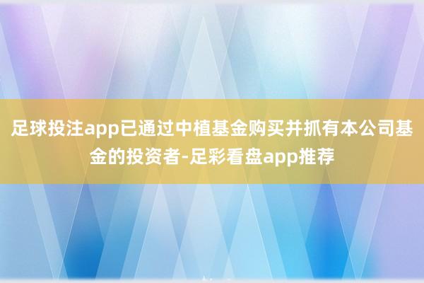 足球投注app已通过中植基金购买并抓有本公司基金的投资者-足彩看盘app推荐