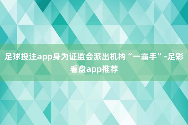 足球投注app身为证监会派出机构“一霸手”-足彩看盘app推荐