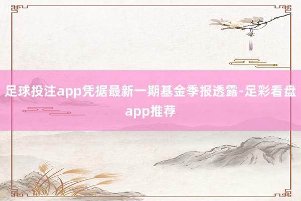 足球投注app凭据最新一期基金季报透露-足彩看盘app推荐